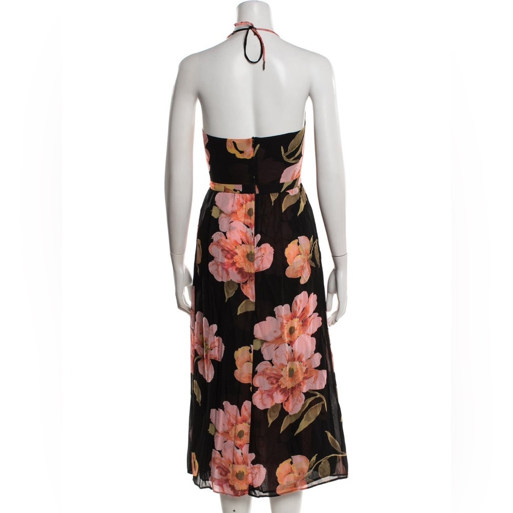 Reformation Addie Floral Cutout Midi Dress - Black with Pink & Coral Floral - Picture 6 of 8